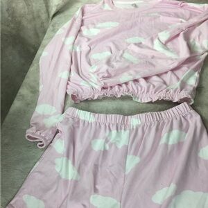 SO Pink and White Clouds Pajamas PJ’s Medium